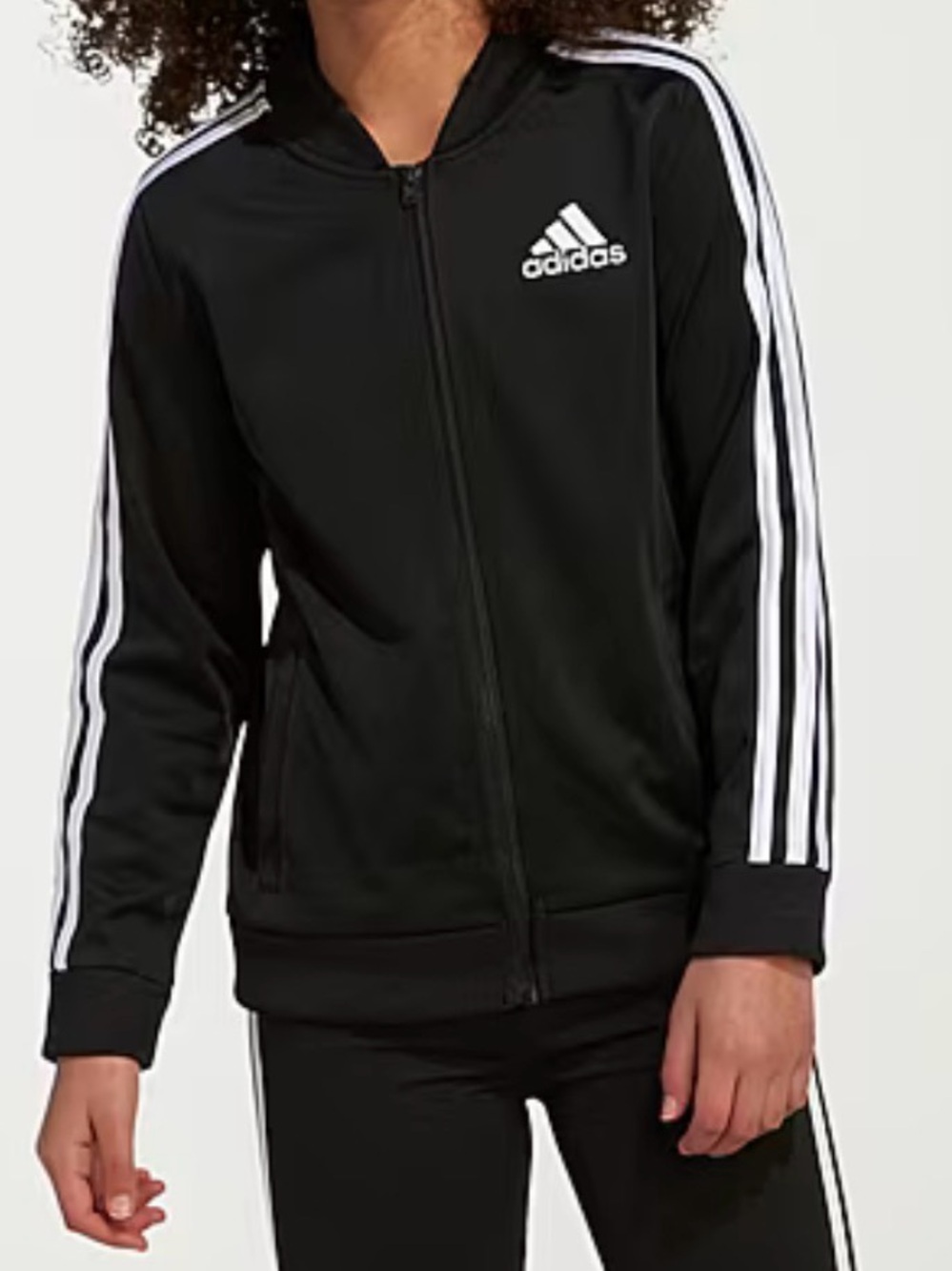 Girls adidas Tricott Jacket XL (14/16) Black and White with Logo/Stripes